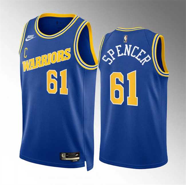 Men%27s Golden State Warriors #61 Pat Spencer Blue Classic Edition Stitched Basketball Jersey Dzhi